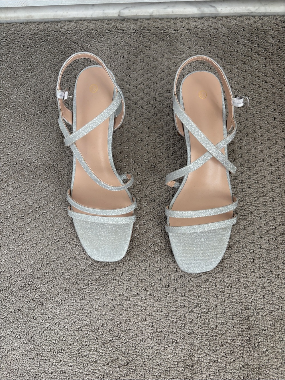 Strappy Glitter Slingback Sandals - Silver